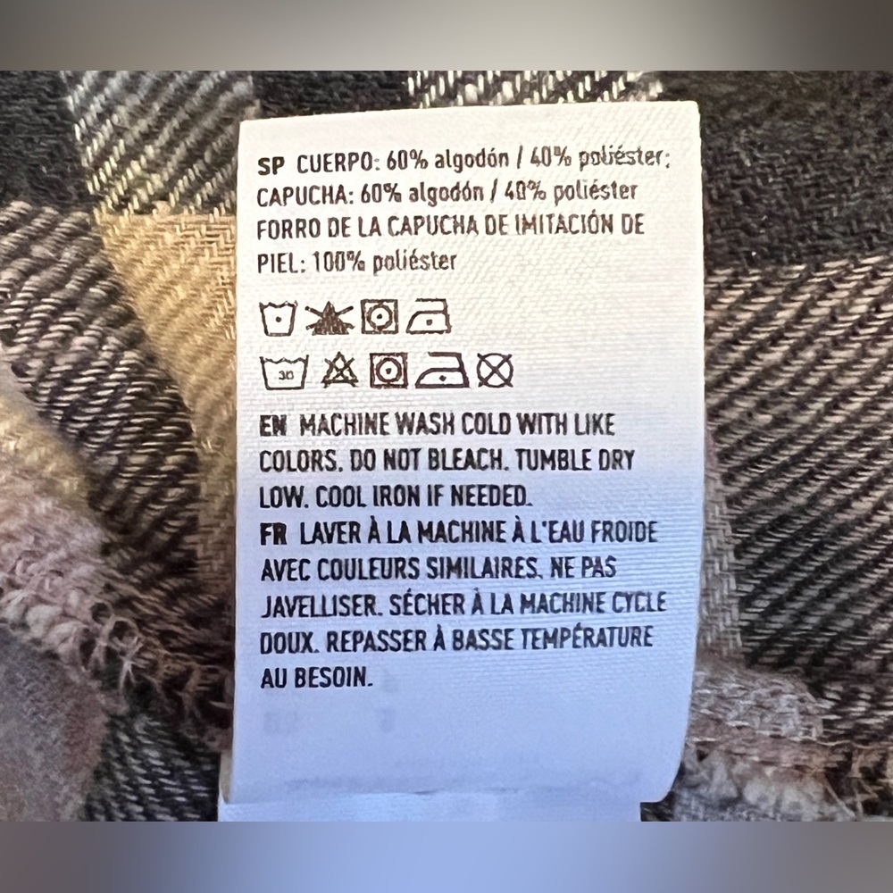 American Eagle Outfitters Cozy Lavender & Black Flannel Hooded Shirt, Size S - Picture 5 of 5
